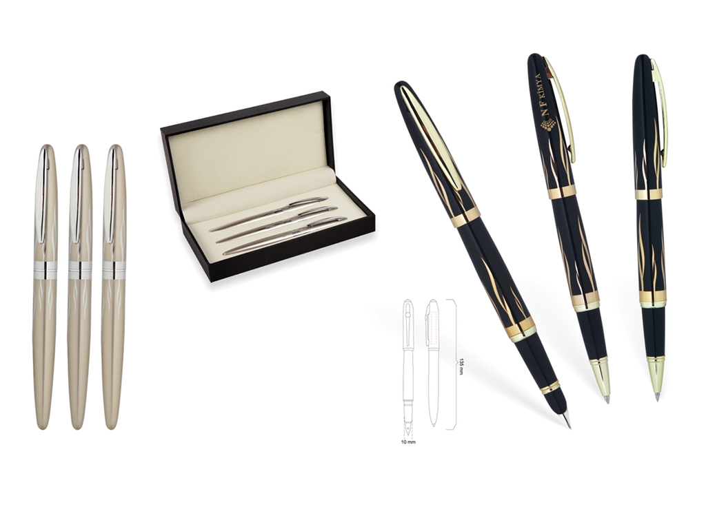 Roller-Fountain Pen-Ballpoint Pen Set